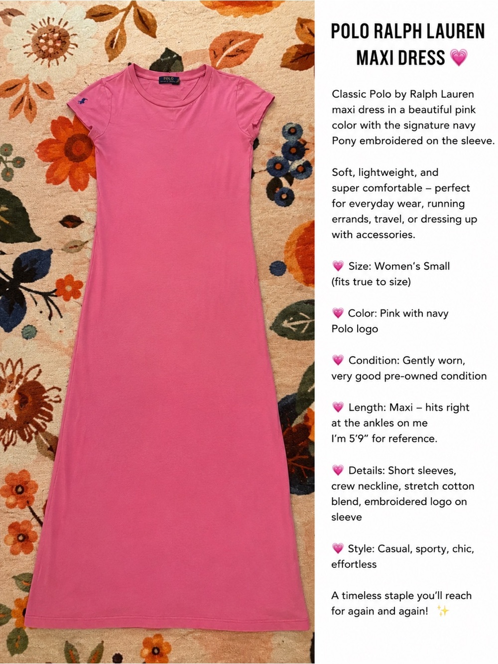 Polo Ralph Lauren pink maxi dress 💕